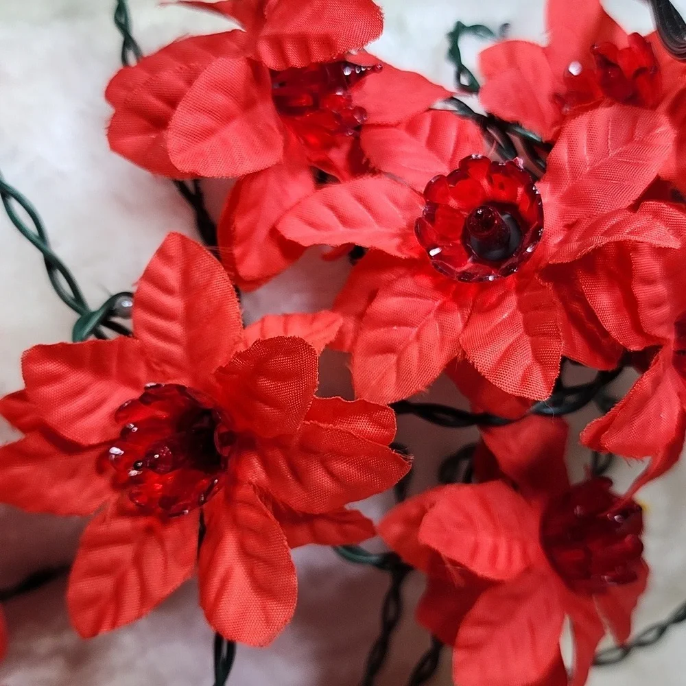 Vintage Silk Poinsettia lights